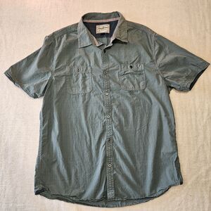 Flag & Anthem Men's Green Short Sleeve Button-Up Cotton Casual Shirt Size L